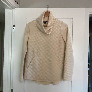 Quilted cowl neck sweater